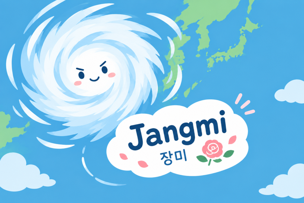 台風チャンミ（장미＝バラ）のイラスト